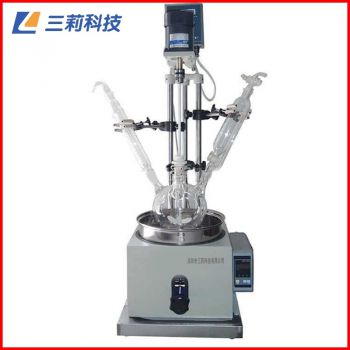 SF-2L單層玻璃反應釜 溫度轉(zhuǎn)速雙數(shù)顯2升單層玻璃反應釜