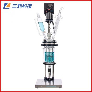 S212-3L雙層玻璃反應(yīng)釜 噴塑防腐3升雙層玻璃反應(yīng)器